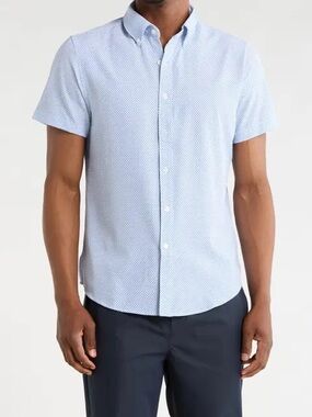 CACTUS MAN Ricky Singh White/Blue Poplin Shirt Slim Fit Button Shirt